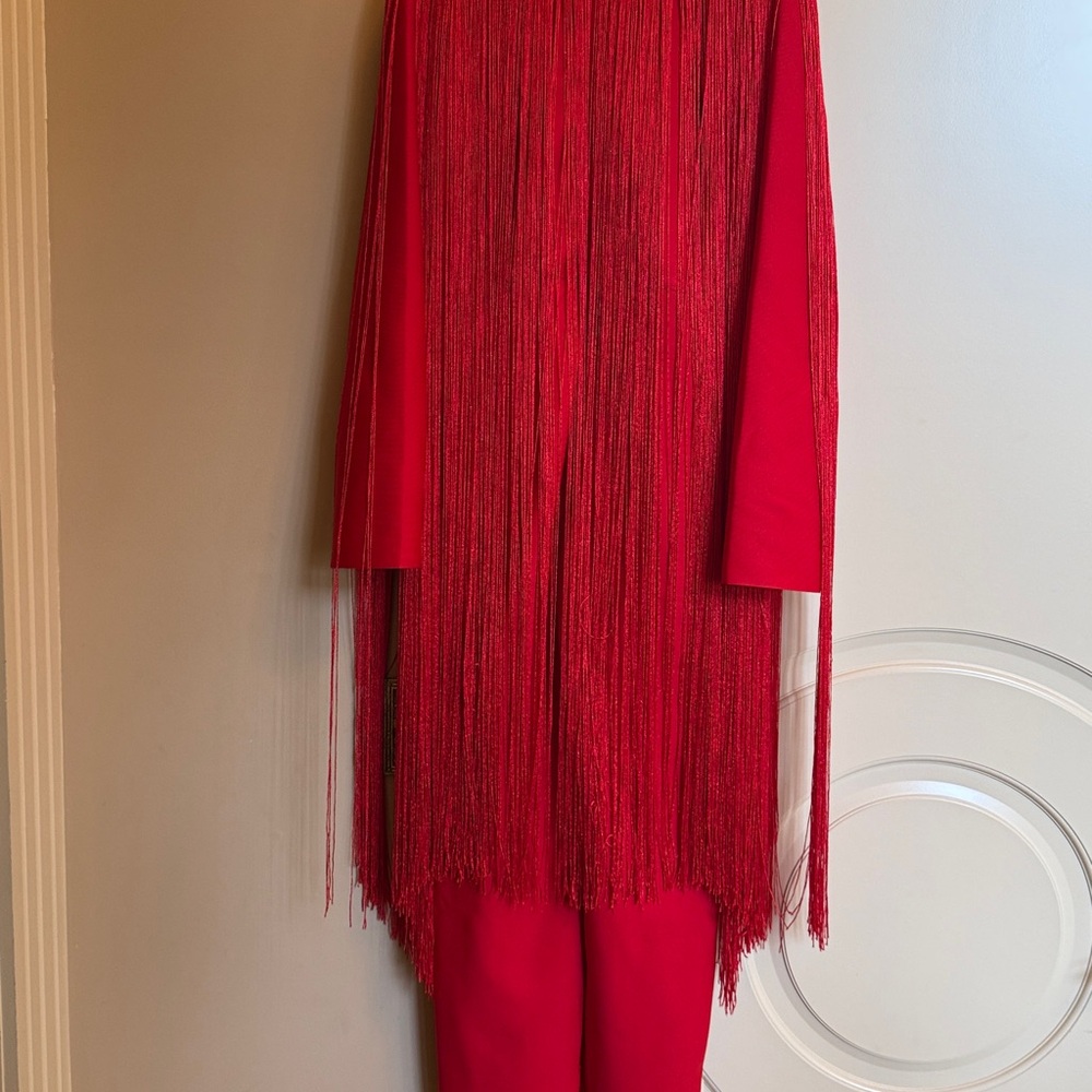 AKIRA Vibrant Red jump suit with fringe - Picture 7 of 10